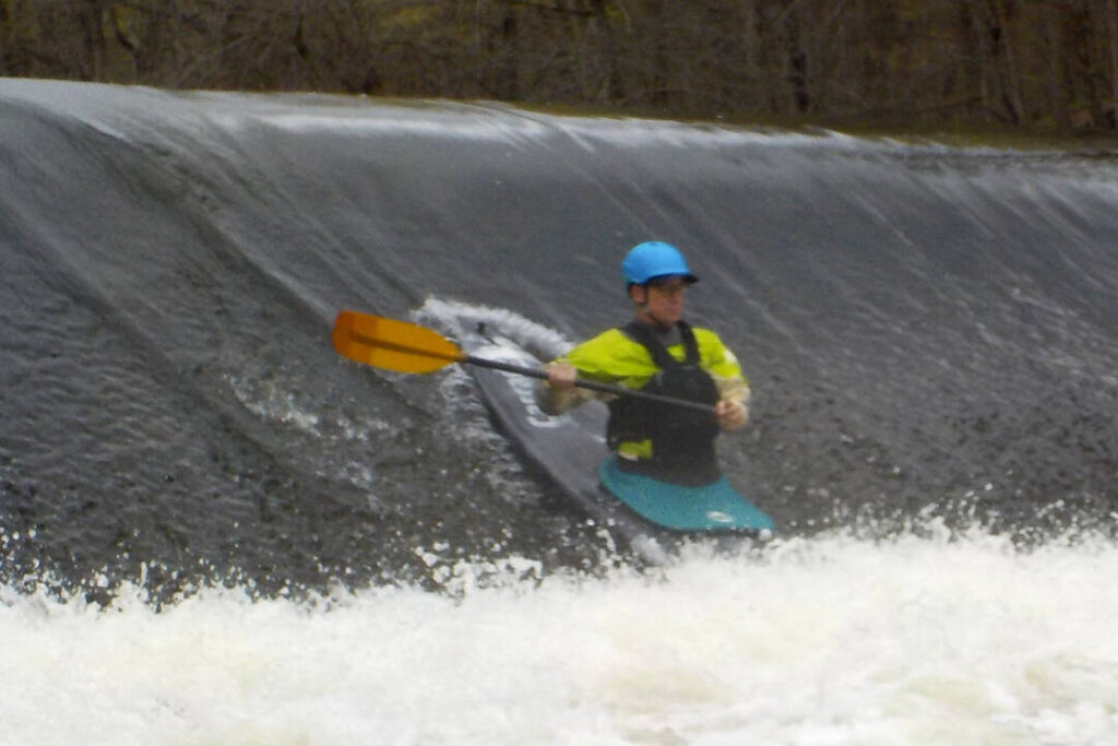 Matt on the Moodna's 2nd dam back when the water kicked up more.