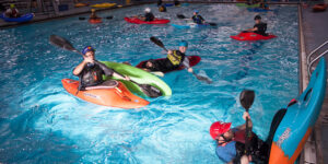 Jason, Mark and Boof showing playboating in pool