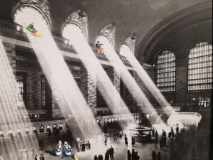 grand-central-new-york kayak grand central - kayakers descent the light beams and pose on the floor of this iconic grand central image
